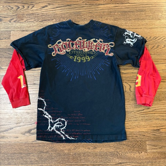 Rocawear Black Long Sleeve Double Sided Graphic Tee Youth XL(18/20) - Picture 1 of 6